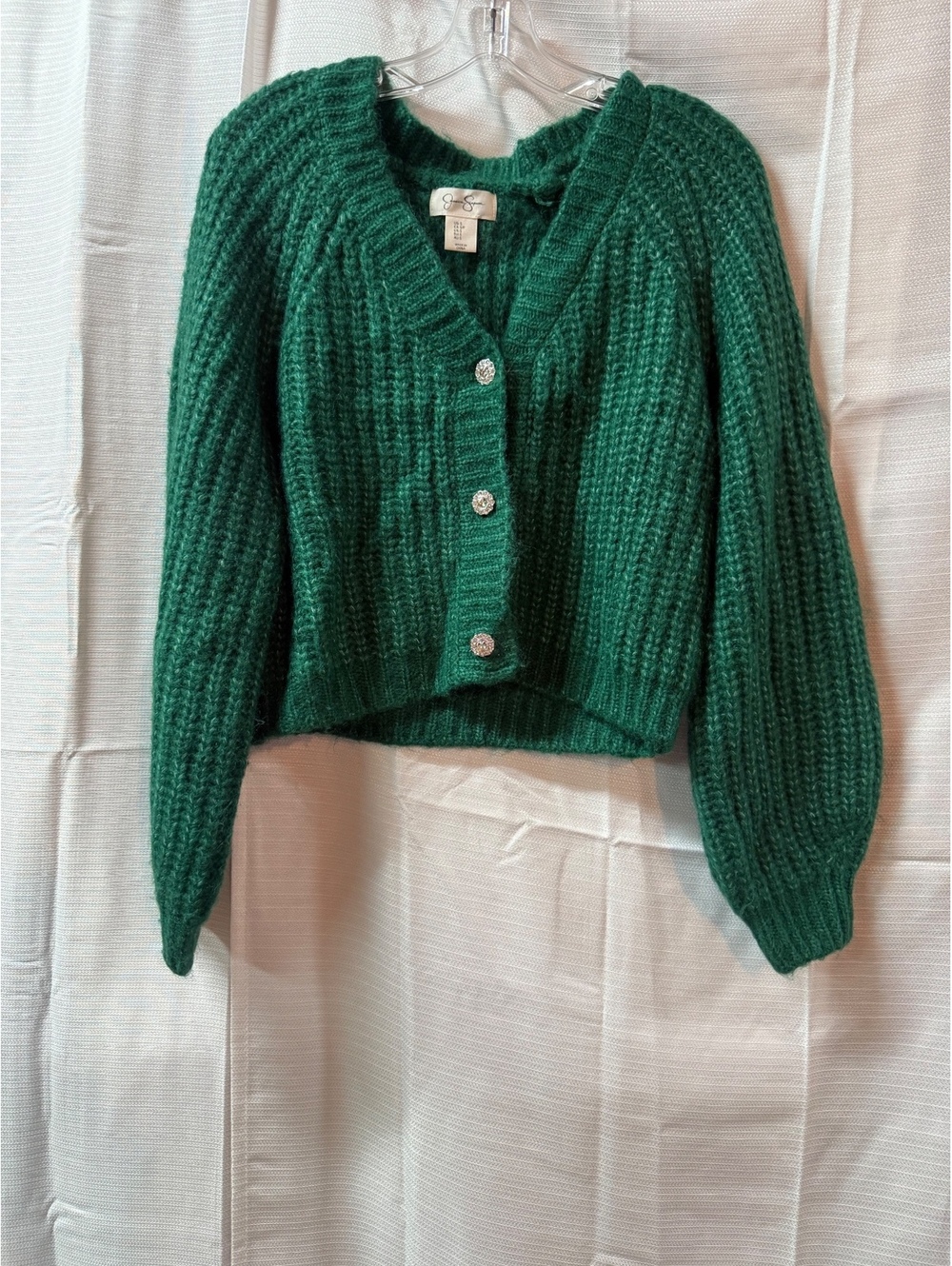 Jessica Simpson Women's Green Chunky Knit Cardigan Sweater Size S